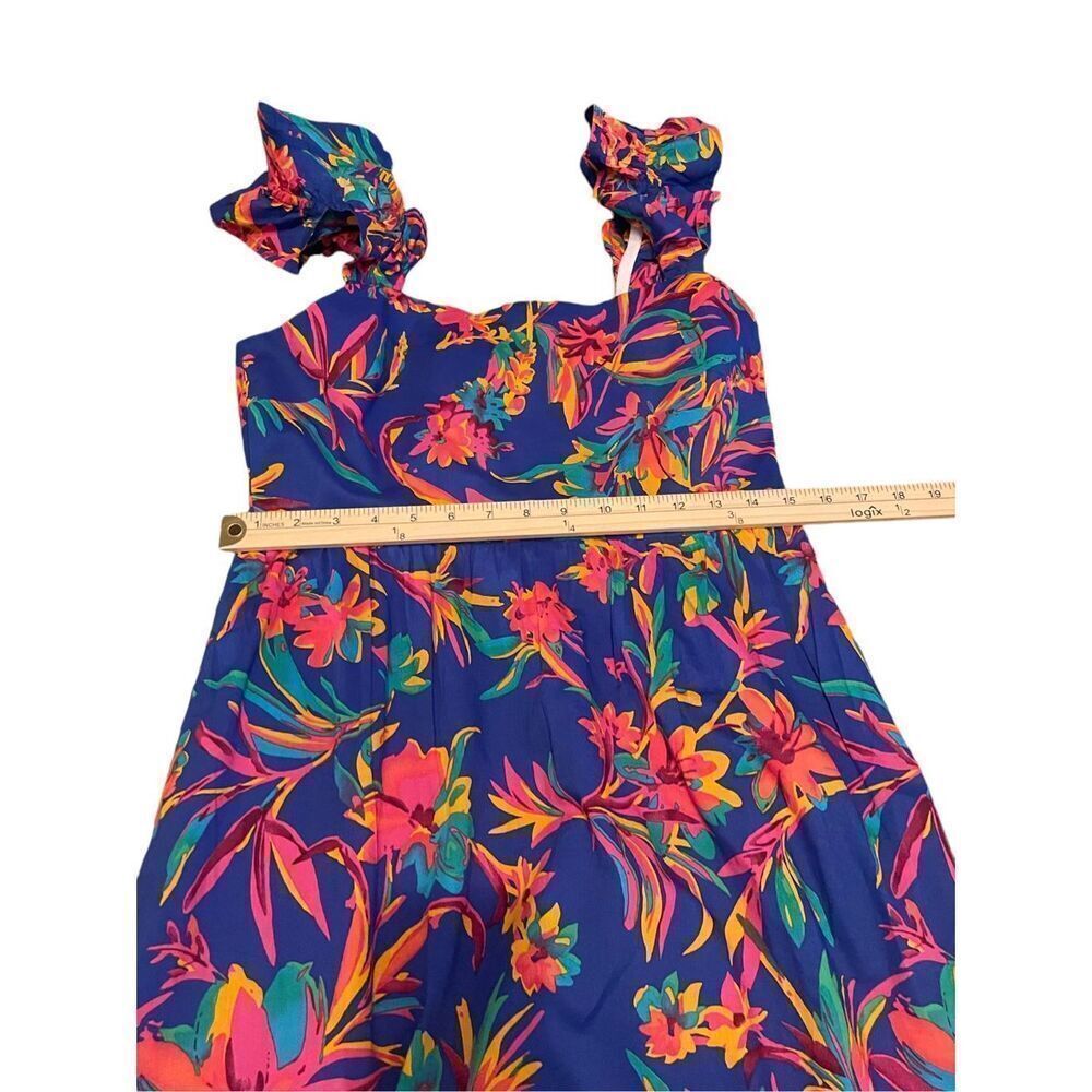 NWT JCrew Floral Tropical Square Neck Midi Dress Blue Size 8 - Picture 6 of 16